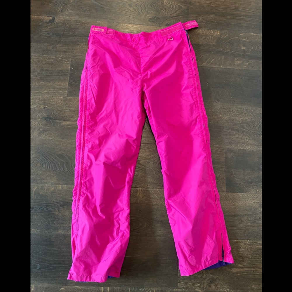 Vintage Colombia Sports Wear Pink and Purple Reversible Snow Pants Size L
